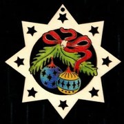 AMADEA Drevená ozdoba hviezda farebná s guľami 6 cm