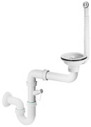 Gamma Gamma, 1-komorový manuálny sifón pre granitové a nerezové drezy, biela, GMA-1M11WH-PP