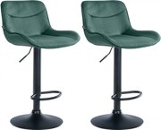 2x Barová stolička Vonore - zamat, čierny rám - Zelená