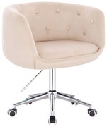 LuxuryForm DESIGN Kreslo MONTANA VELUR na striebornej podstave s kolieskami - krémové