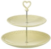 Žltý keramický 2-poschodový etažér Hella Yellow - 25*25*23 cm