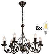 Brilagi - LED Luster na reťazi STEFANO 6xE14/40W/230V čierna patiny BG0734