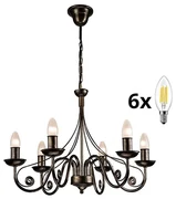 Brilagi - LED Luster na reťazi STEFANO 6xE14/40W/230V čierna patiny BG0734