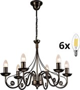 Brilagi - LED Luster na reťazi STEFANO 6xE14/40W/230V čierna patiny