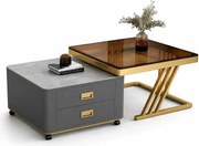 LuxuryForm DESIGN Konferenčný stolík BOLT 70 × 70 / 60 × 60 cm – sivý / zlatý (set 2 ks)