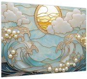 Sklenený obraz - 3D perly v oceáne (70x50 cm)