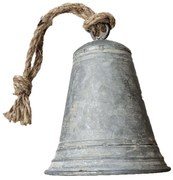 Hrdzavý antik plechový zvonček so šnúrkou - Ø 13*16 / 30 cm