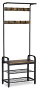 Stojan na kabáty s botníkom, 183x77x33,7cm, vintage hnedo-čierny