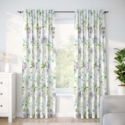 Goldea bavlnený záves deluxe - eukalyptus s kvety 140x160 cm