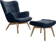 Kreslo Picolo s podnožkou, modrá / prírodná (amore AN 3339)