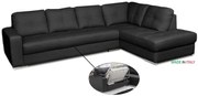 Kožená sedacia súprava s rozkladom na každodenné spanie ALEXIE – rohová, pravá, čierna (nero 308)