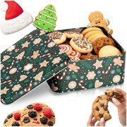 VILDE Plechová dóza na cukrovinky / sušienky, vianočný motív, 15 x 15 x 6,5 cm