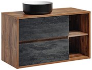 Závěsná skříňka Hampton Conrete Simple s deskou a umyvadlem 100 cm tmavý beton/dub hunton
