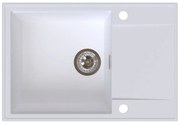 Sink Quality Sink55, kuchynský granitový drez 680x460x215 mm + chrómový sifón, biela, SKQ-SINK.W.1KDO.X