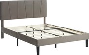 HOMCOM Rám Postele s Dvojlôžkom, 140 x 190 cm, Postel pre 2 osoby, Kovový Rám, Nastaviteľný Čelník, s Latkovým Podstavcom, Úložný Priestor pod Postelo