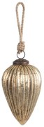 Zlatá sklenená vianočná ozdoba s rebrovaním M - Ø 8x14 cm
