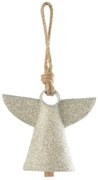 Strieborný kovový zvonček s korálkami Angel - 17*9*28 cm