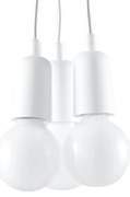 Závesné svietidlo Diego 3, biele telo svietidla