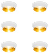 Sada 6 moderných zapustených bodových svetiel biela so zlatým interiérom - Insta