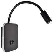 LED Flexibilná nástenná lampička BASE 1xLED/8W+1xLED/2W/230V čierna/strieborná