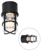 Stropné a nástenné svietidlo čierne s priehľadným tienidlom IP54 - Kiki