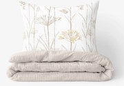 Goldea krepové posteľné obliečky duo - okrasné rastliny s latte 140 x 200 a 70 x 90 cm