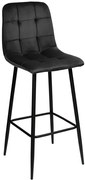 Barová stolička HAMILTON zamatová, čierna