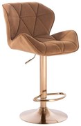LuxuryForm DESIGN Barová stolička MILANO VELUR na zlatom tanieri - medová