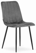 Sivá zamatová stolička LAVA s čiernymi nohami