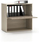 PLAN Kancelársky policový regál LAYERS, krátky, 1 box, 800 x 400 x 777, dub prírodný / dub morený