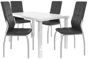 Jedálenský set 1 + 4 Belini biely / čierne Loreno LOR/0/ZES/W/4B