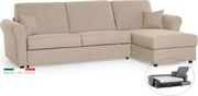 Rohová sedacia súpravana každodenné spanie SAVONA s rozkladom, béžová (penelope 02), 140