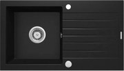 Deante Zorba, granitový drez 760x440x160 mm Z/O, 3,5" + priestorovo úsporný sifón, 1-komorový, čierna, ZQZ_N113