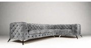 ROHOVÁ SEDAČKA CHESTERFIELD LARISSA PRAVÁ - ĽAVÁ SIVÁ SEMIŠOVÁ LÁTKA 323 X 204 cm