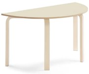 Stôl ELTON, polkruh, 1200x600x640 mm, laminát - breza, breza
