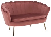 Lavica v štýle Art-deco, ružová Velvet látka/gold chróm-zlatý, NOBLIN