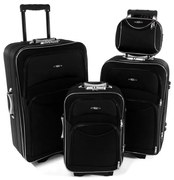 Rogal Set 4 čiernych cestovných kufrov "Standard" - S (20l), M (35l), L (65l), XL (100l)