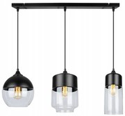 Závesné svietidlo Oslo 4, 3x čierne/transparentné sklenené tienidlo