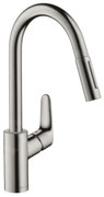 Hansgrohe Focus M41, drezová batéria M4116-H240 s výsuvnou spŕškou, sBOX, vzhľad nehrdzavejúcej ocele, HAN-73880800
