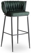 Barová stolička FLORES so zamatovým poťahom, tmavozelená / čierne nohy