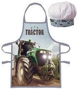 DETSKÁ ZÁSTERA S ČIAPKOU TRACTOR 45X50 CM, 2X33CM VZOROVANÁ