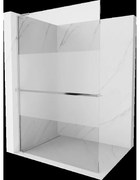 Mexen Kioto+ L sprchová stena so sklenenou poličkou Walk-in 70 x 200 cm, transparentná/matná, chróm - 800-070-123-01-35