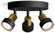 Philips - Bodové svietidlo CONDUIT 3xGU10/5W/230V čierna/mosadz