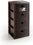 STEFANPLAST Úložný plastový regál Elegance, 4 zásuvky, hnedý