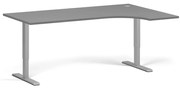 Rohový výškovo nastaviteľný stôl, 180x120 cm, 1 motor, L/P, sivá podnož, grafit