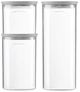 STEFANPLAST Súprava 3 okrúhlych dóz Tosca, transparetná/šedá