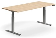 Výškovo nastaviteľný stôl QBUS, rovný, 1800x800 mm, strieborný rám, dub