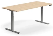 Výškovo nastaviteľný stôl QBUS, rovný, 1800x800 mm, strieborný rám, dub