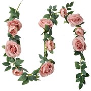 Dekorácia umelá girlanda ružová ruža - 10*10*150 cm