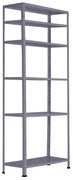 Policový regál 1760x750x300 mm, 6 políc, nosnosť police 75 kg, RAL 7031